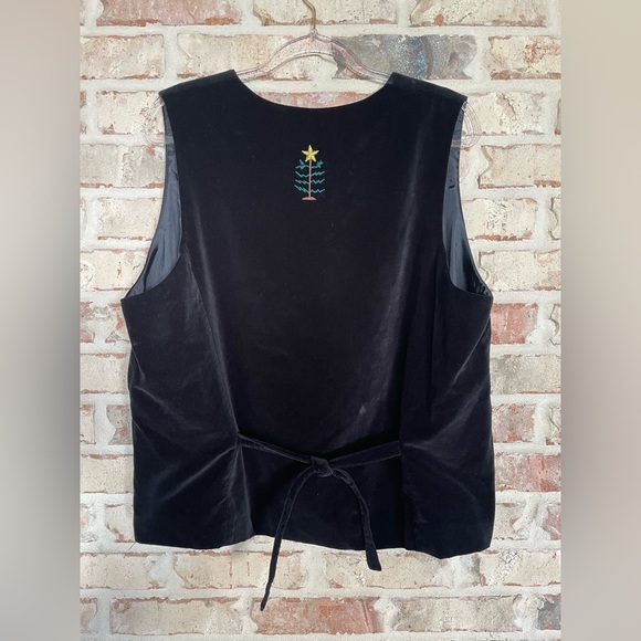 WESTBOUND Black Velvet Texture Snowman Christmas Holiday Vest Women’s Size XL - Picture 6 of 11